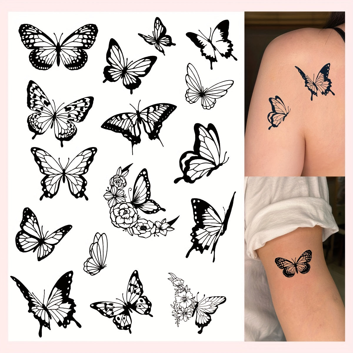 Butterfly Elements Temporary Tattoo Collection for Arm, Leg & Back