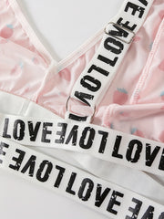  Strawberry Print Cross Front Bra & Underwear Set
