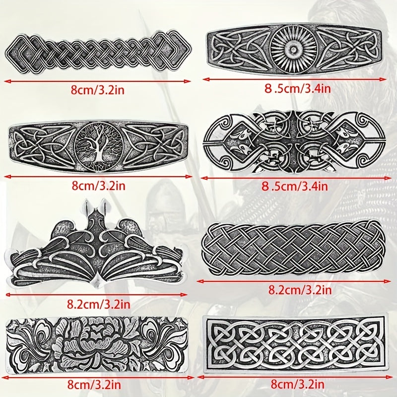 Vintage Silvery Hair Clip Viking Style Barrette Back Head Hair Clip