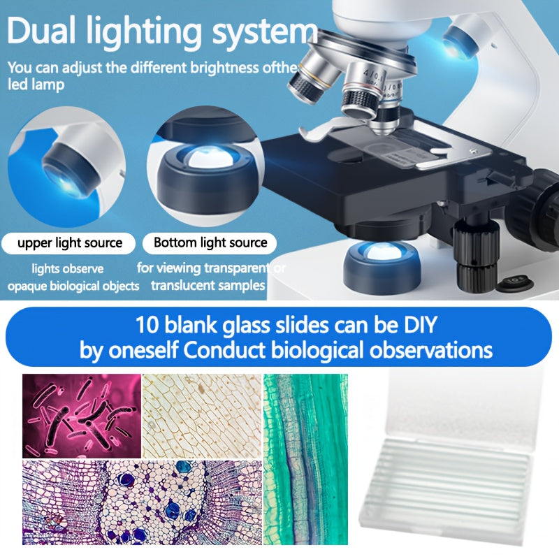 Binocular Compound Microscope 40X 2000X with Dual Mechanical Stages