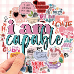 50 Self Care & Positivity Stickers - Vinyl Decals for Tech & More