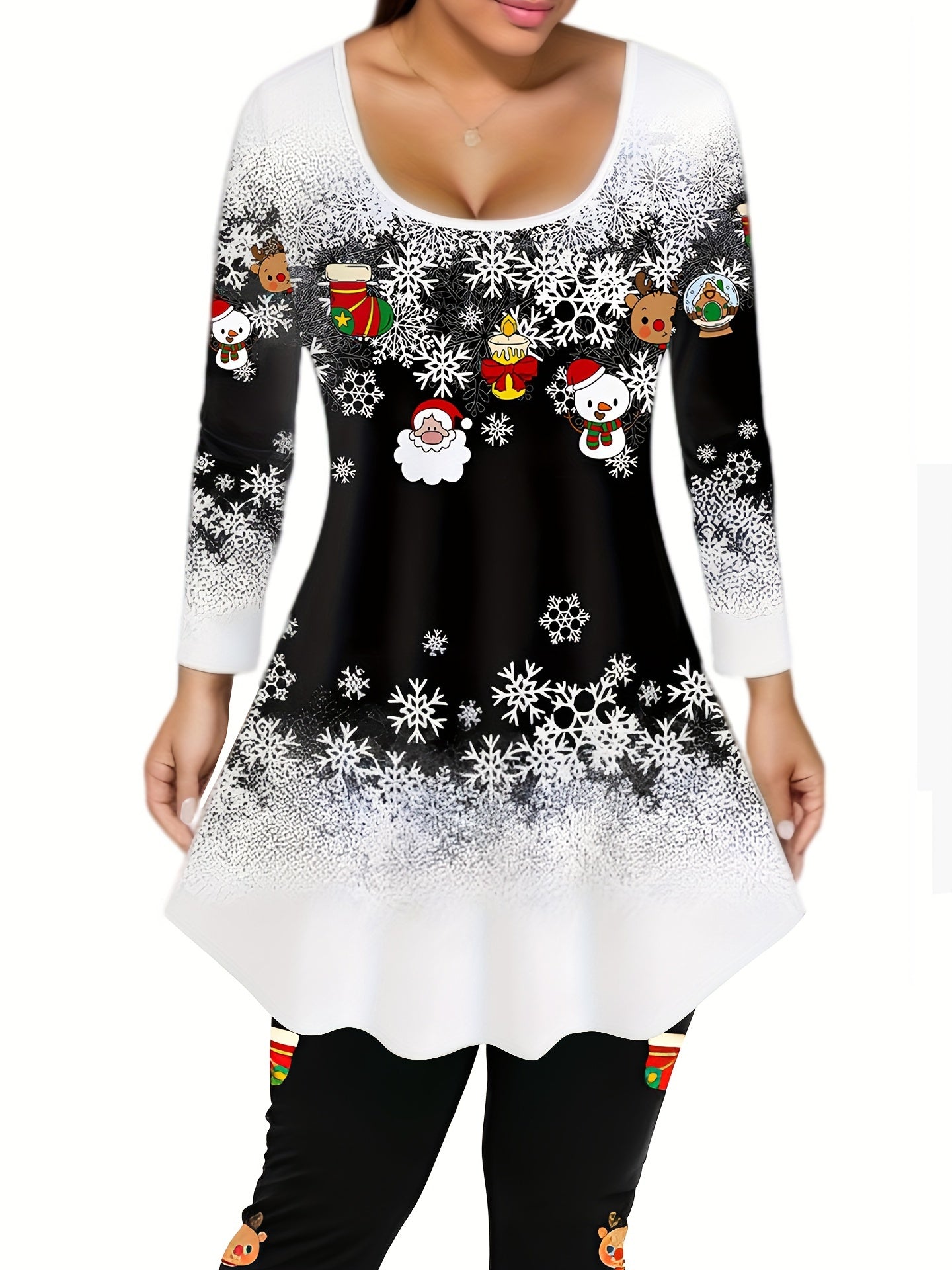 Christmas Snowflake Top & Leggings 2-Piece Set