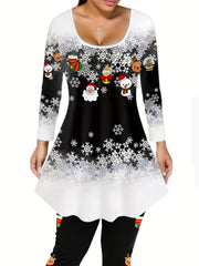  Christmas Snowflake Top & Leggings 2-Piece Set