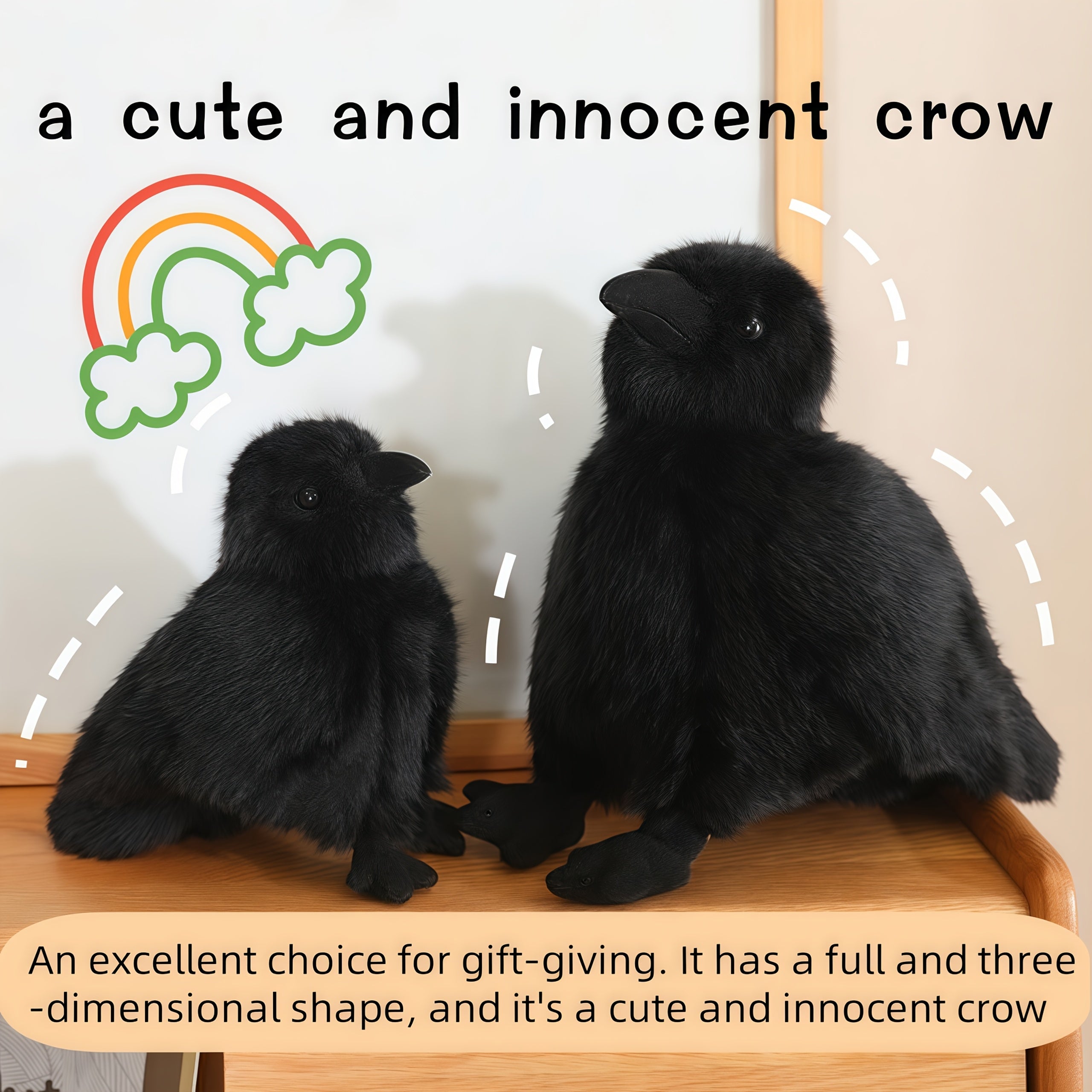 Realistic Crow Stuffed Animal Soft Plush Bird Toy Gift