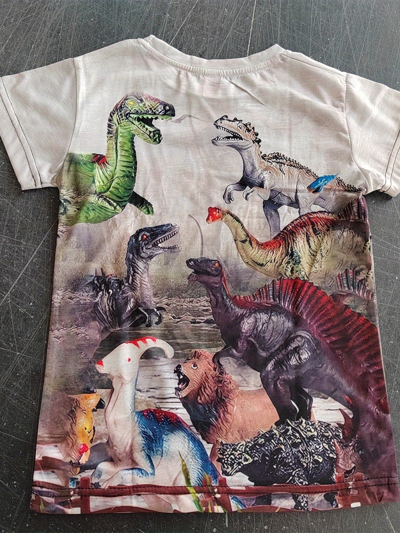 Fun Dino T Shirt 3D Print Short Sleeve Crew Neck Top for Kids
