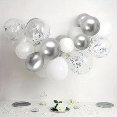 20pcs Silvery Confetti Balloon Set for Birthday Wedding Thanksgiving Year House