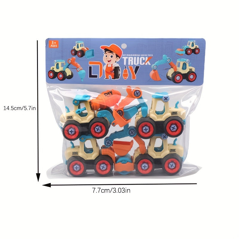 5pc Engineering Cars & Screwdriver Toy Excavator Building Blocks