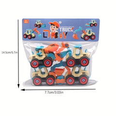 5pc Engineering Cars & Screwdriver Toy Excavator Building Blocks