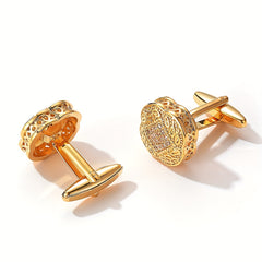 Golden Square Cufflinks With Zircon For Men