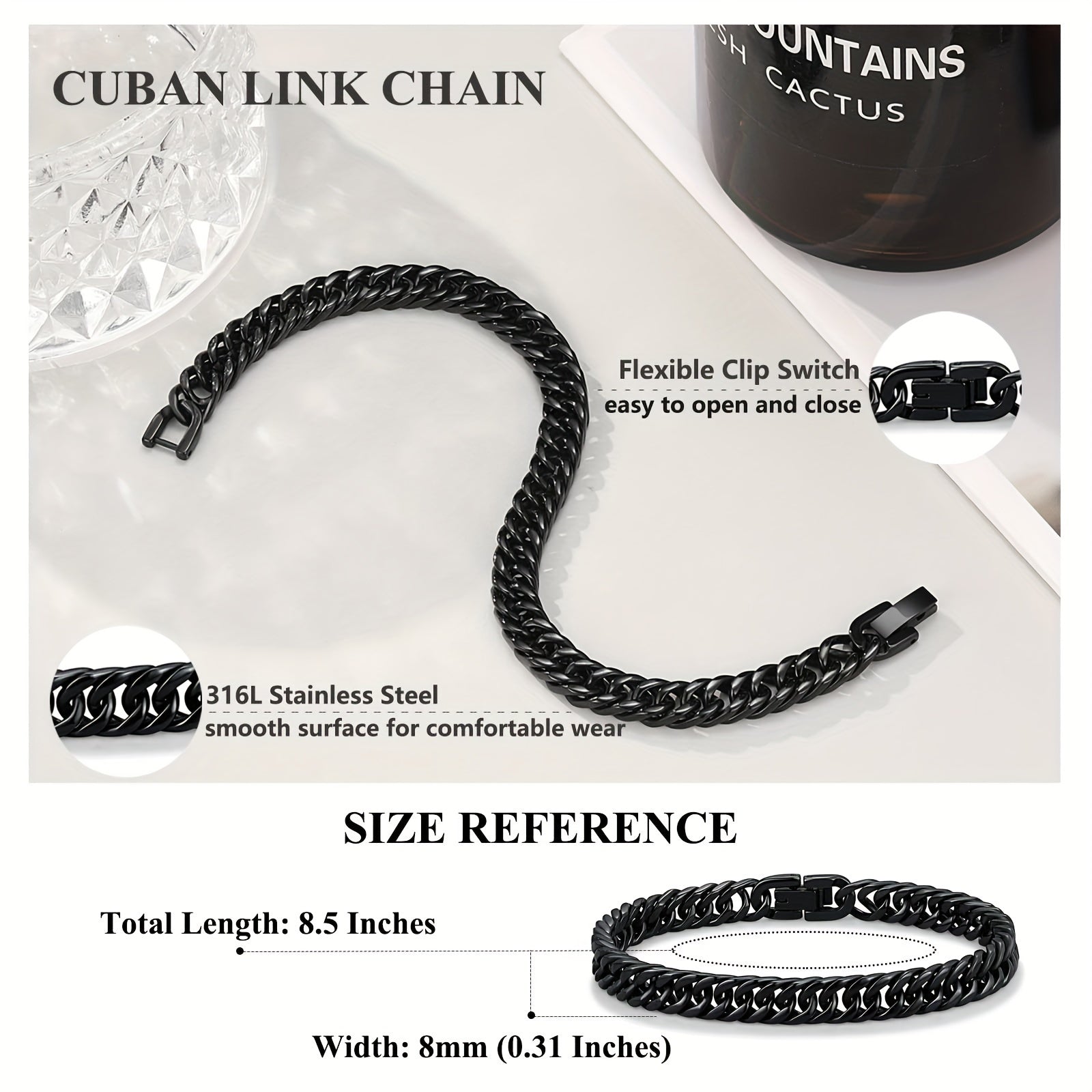 Men's Stainless Steel Cuban Link Chain Bracelet