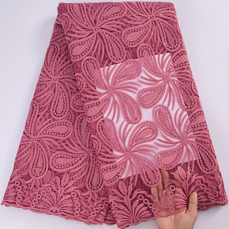 African Mesh Lace Fabric With Sequins French Tulle Lace Fabric