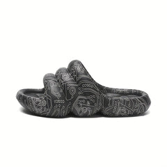 Men's Graffiti Print Platform Slides Cloud Slides