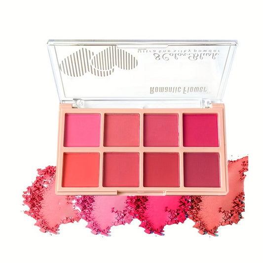 Romantic Flower 8 Blush Palette - Matte Finish, Waterproof & Sweatproof