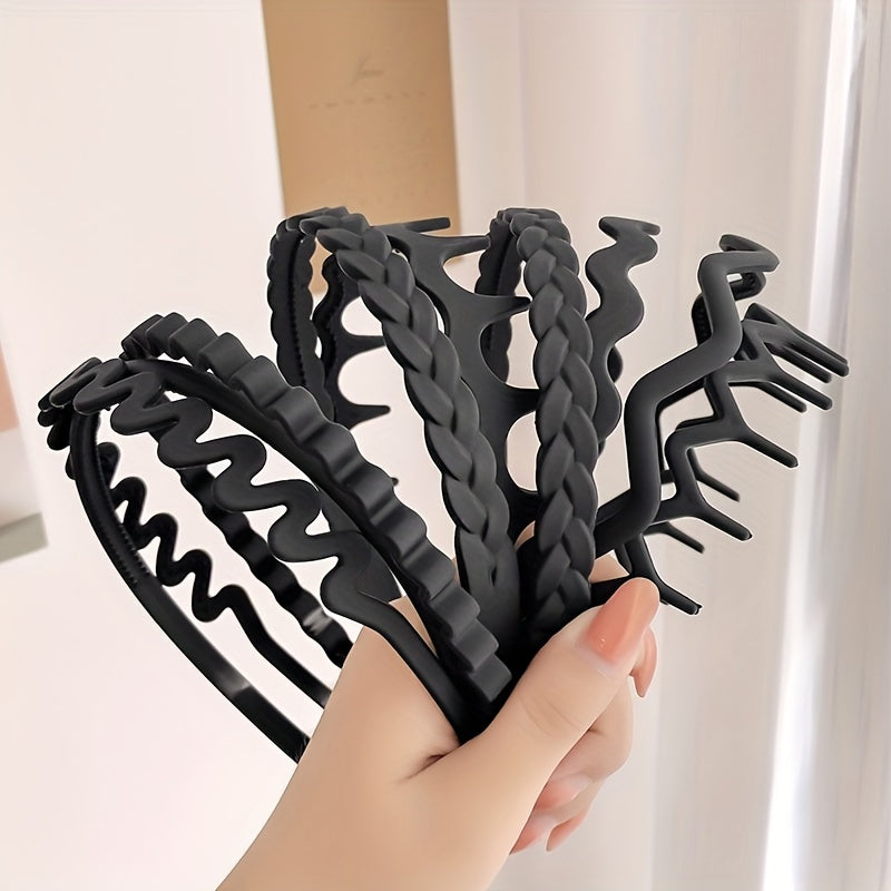 9pcs Frosted Headband Style Wavy Head Hoop Women's Hair Accessories