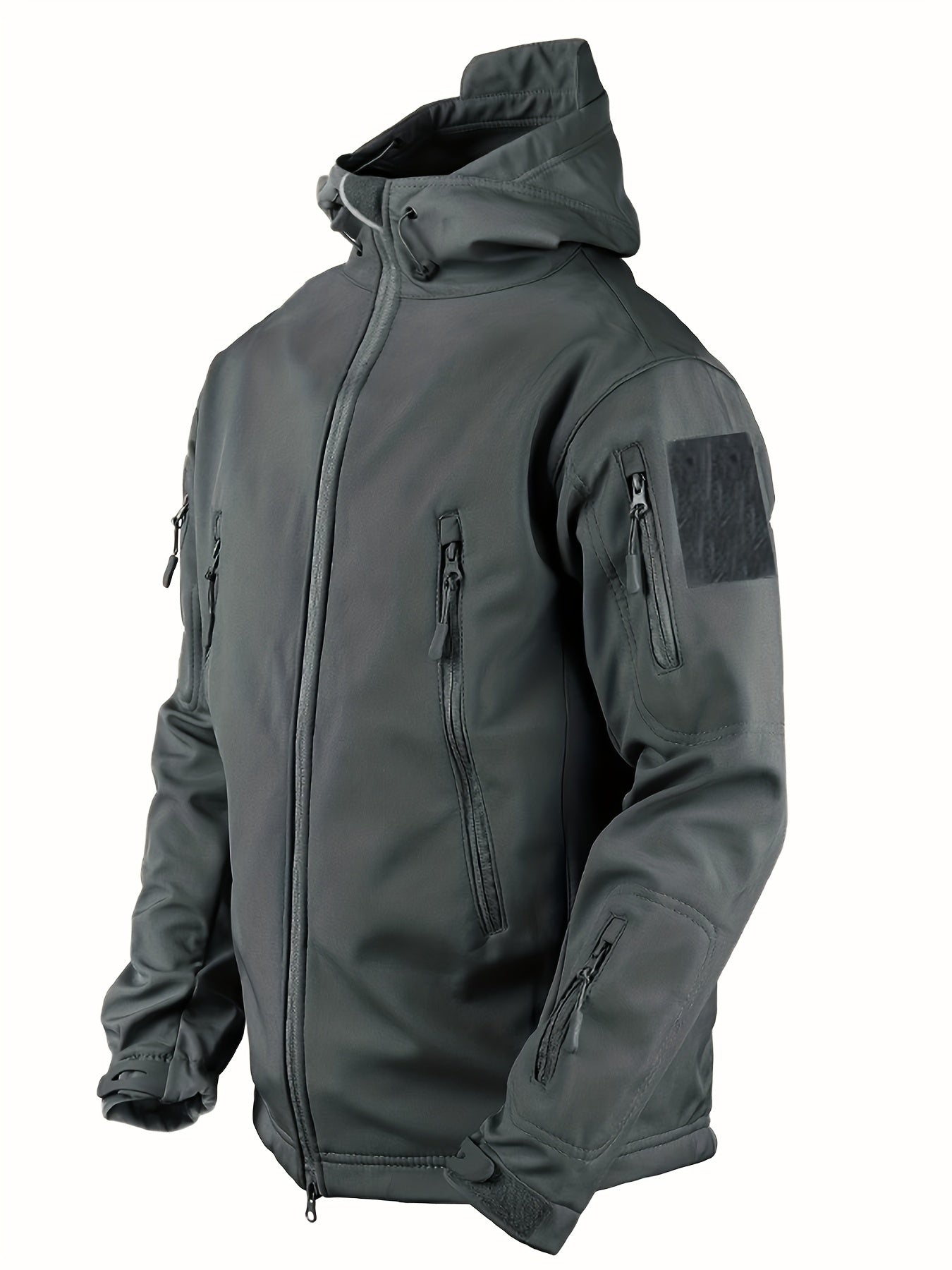 Men's Waterproof Hooded Tactical Jacket Windproof Warm Zip Pocket Jacket