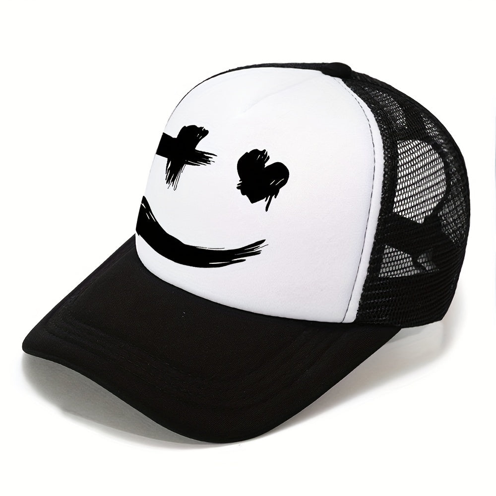 Unisex Expression Print Men's Outdoor Sun Hat Casual Net Trucker Hat