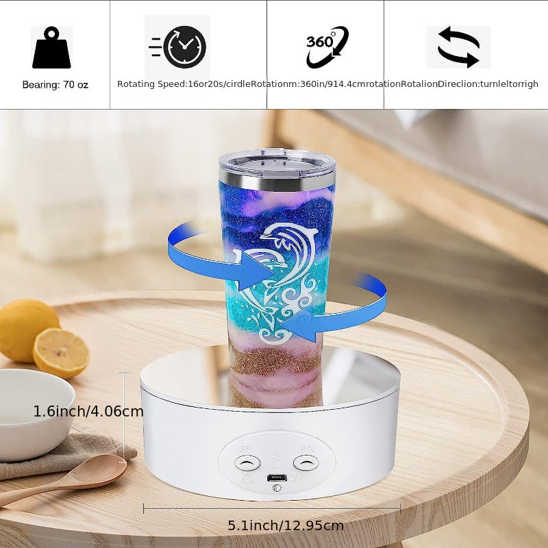 360 Auto Mute Spin Turntable for Displaying Tumblers Photography Videos