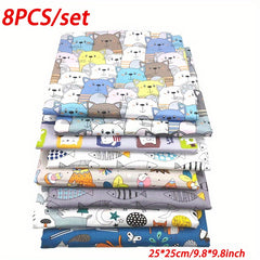 8pcs Multicolor Patchwork Fabric Sewing Quilting Material Floral Printed