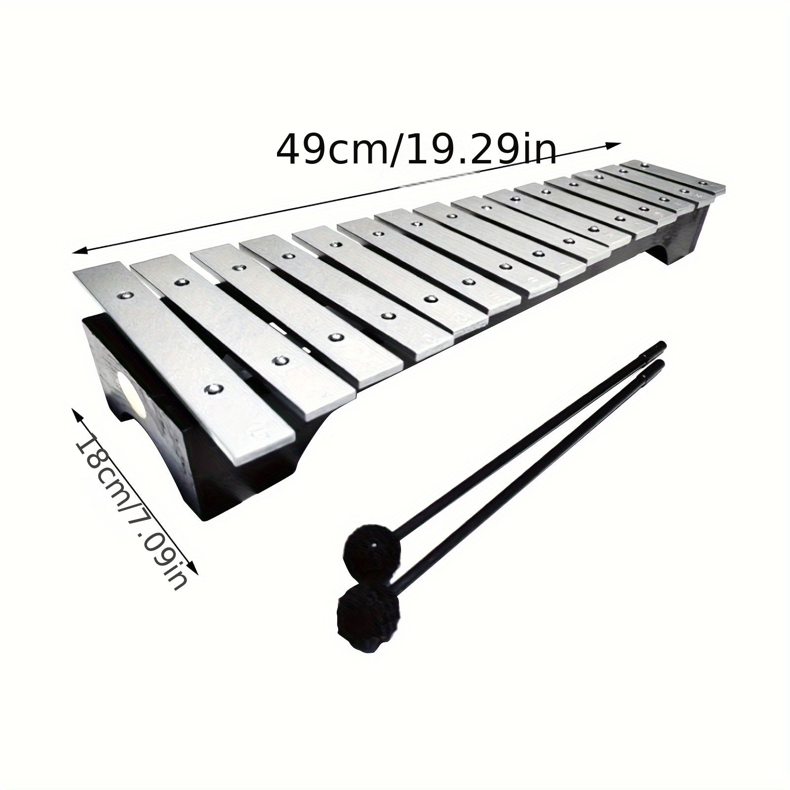 15 Note Silvery Metal Glockenspiel Music Instrument Percussion