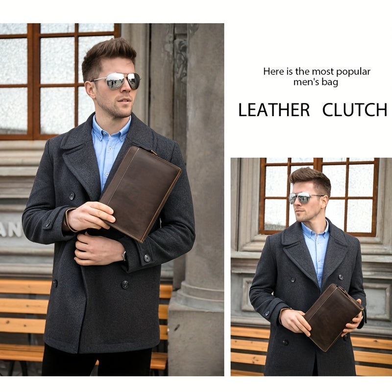 Men's Leather Clutch Bag Envelope Handbag