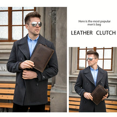 Men's Leather Clutch Bag Envelope Handbag