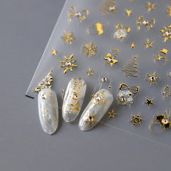 Glittery Golden Christmas Nail Art Stickers