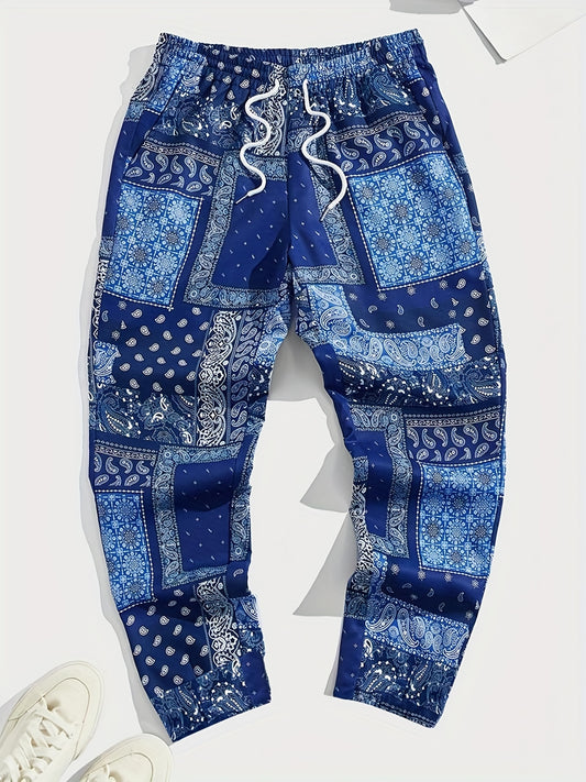 Paisley Bandana Pattern Drawstring Sweatpants Loose Fit Pants