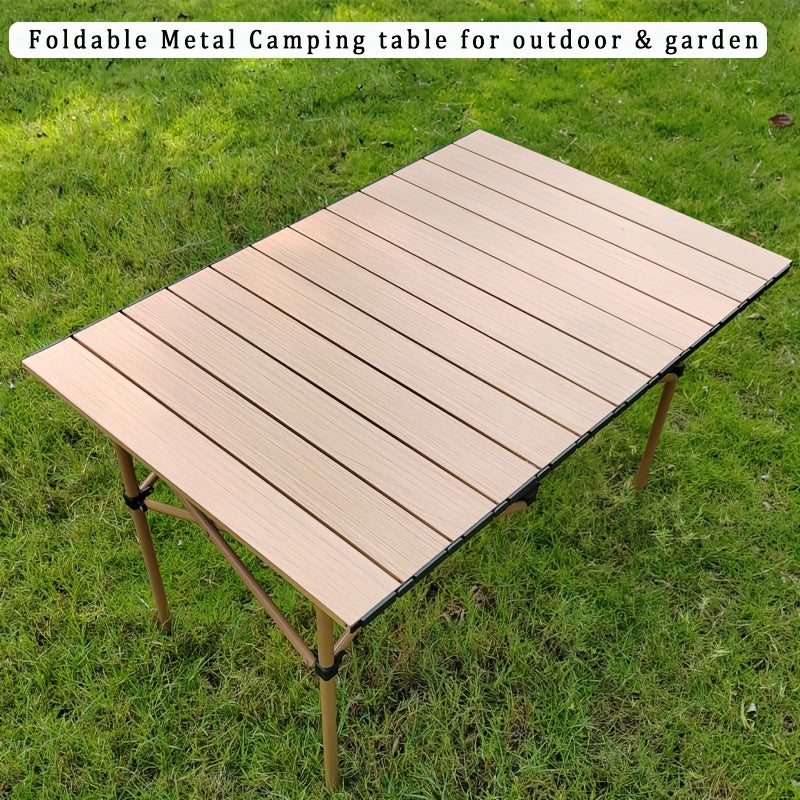 Portable Foldable Wood Grain Table Outdoor Camping Garden