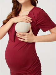 Maternity Casual Short Sleeve Dress for Summer Nursing Breastfeeding