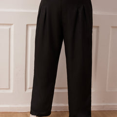  Wide Leg Workwear Pants Pleated Elastic Waist