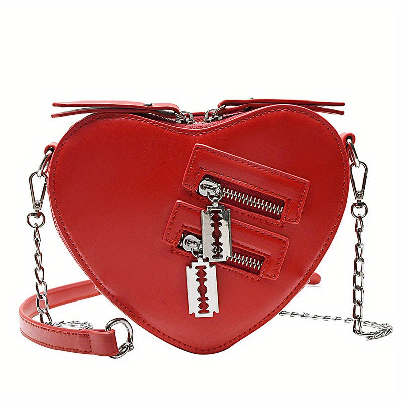 Y2K Heart Shaped Chain Bag Gothic Love Purses