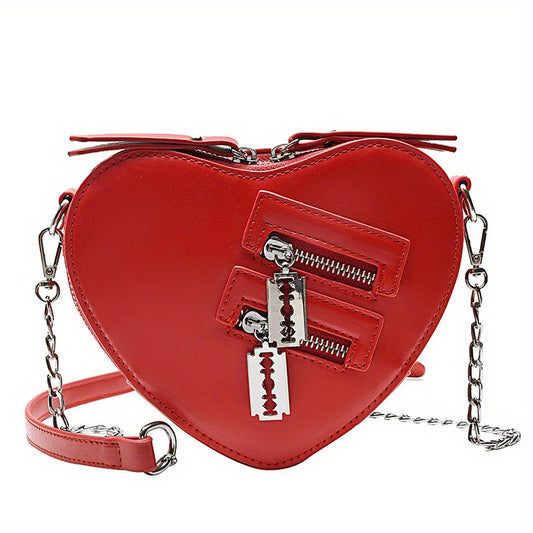 Y2K Heart Shaped Chain Bag Gothic Love Purses