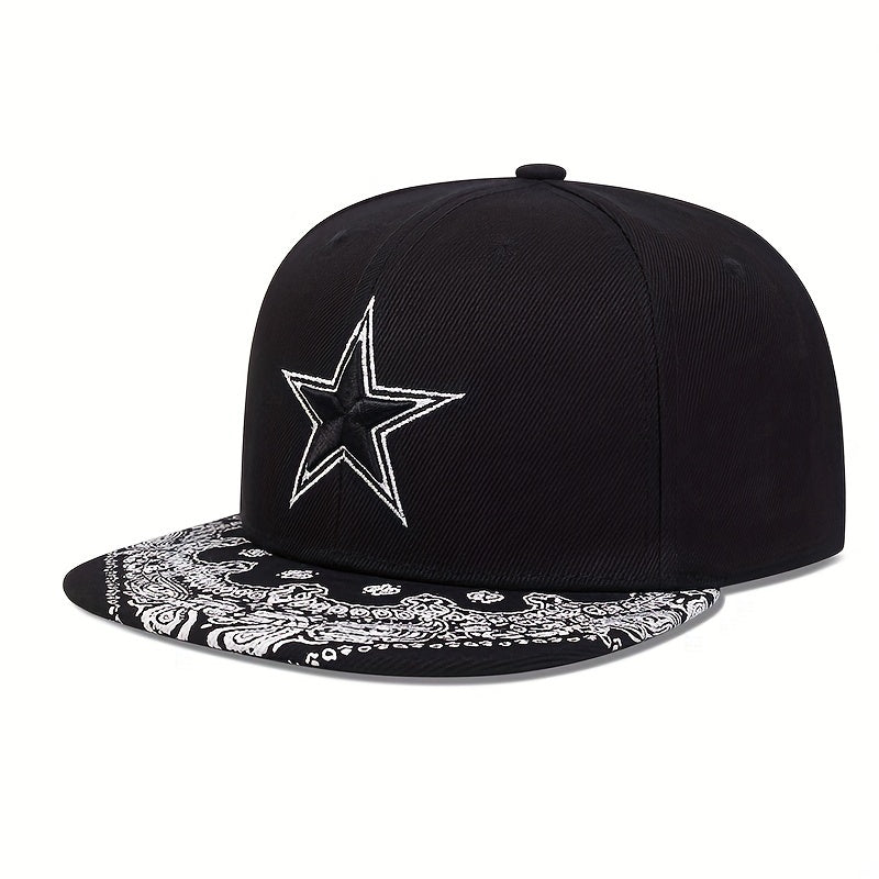 Pentagram Snapback Hat Hip Hop Paisley Print Baseball Cap