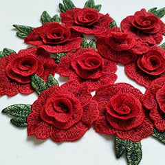 5pcs Rose Pattern 3D Flowers Patches for Jackets Sew On Patches