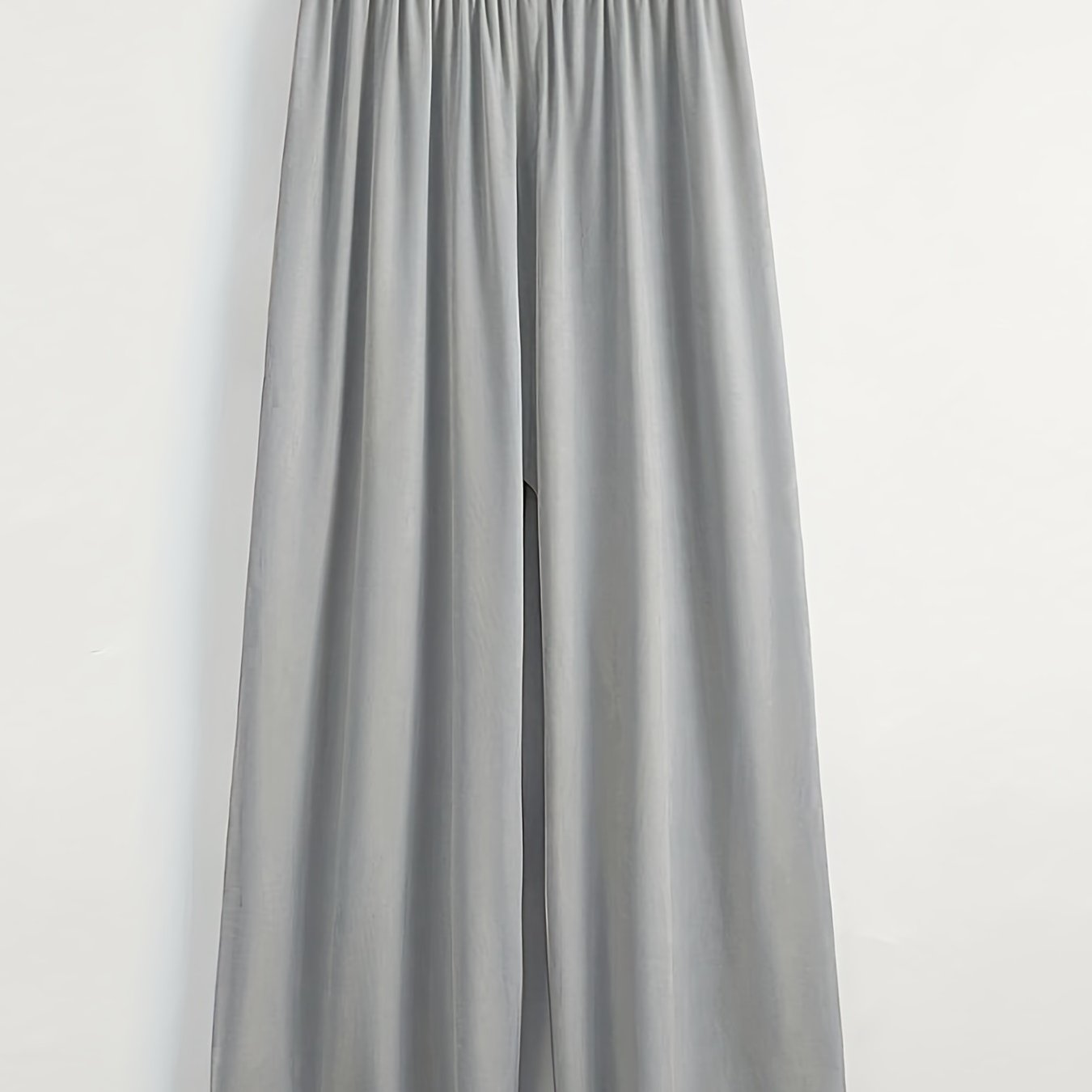  High Rise Wide Leg Trousers Solid Button Detail