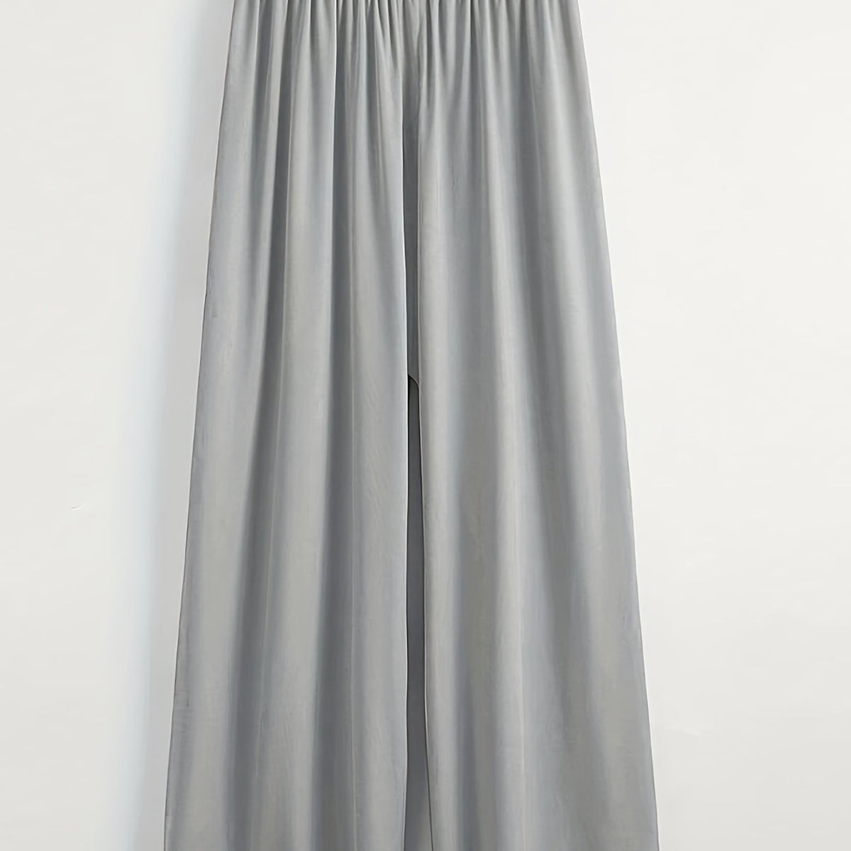  High Rise Wide Leg Trousers Solid Button Detail