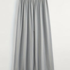  High Rise Wide Leg Trousers Solid Button Detail