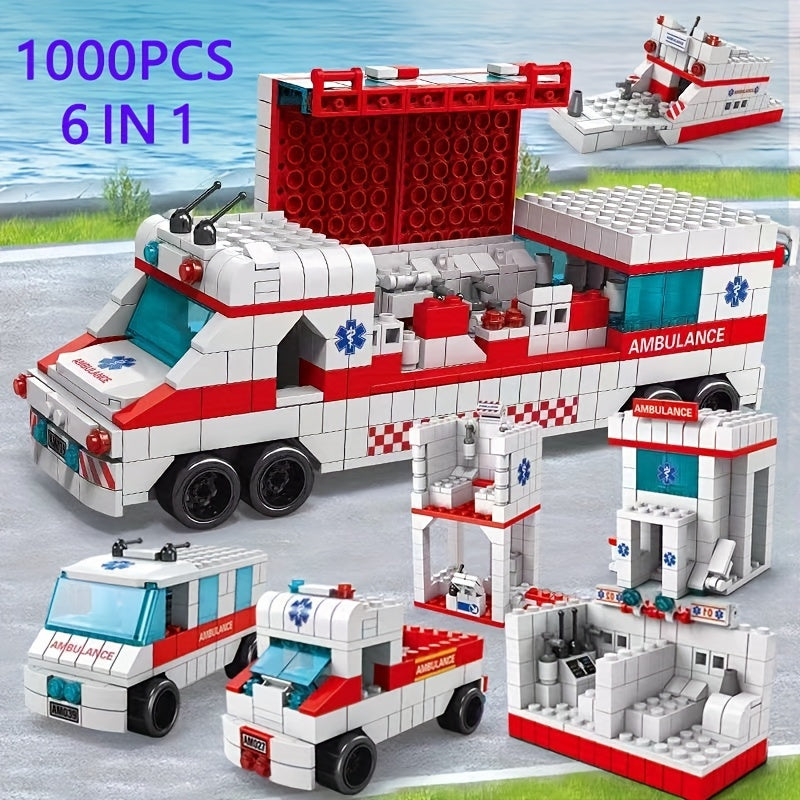 1000Pcs Ambulance Car Building Blocks Model Toy