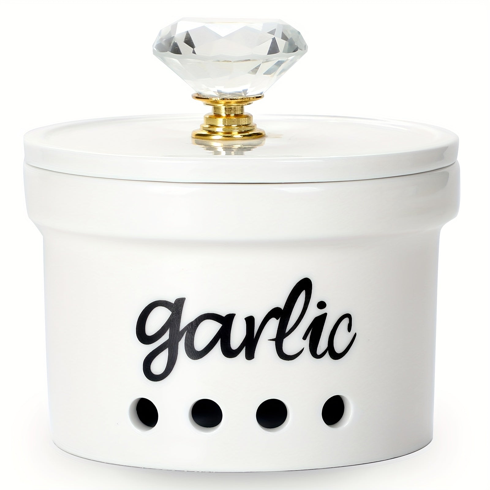 Ceramic Garlic Crisper With Lid 12.5 Oz - Garlic Saver Container