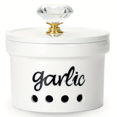 Ceramic Garlic Crisper With Lid 12.5 Oz - Garlic Saver Container