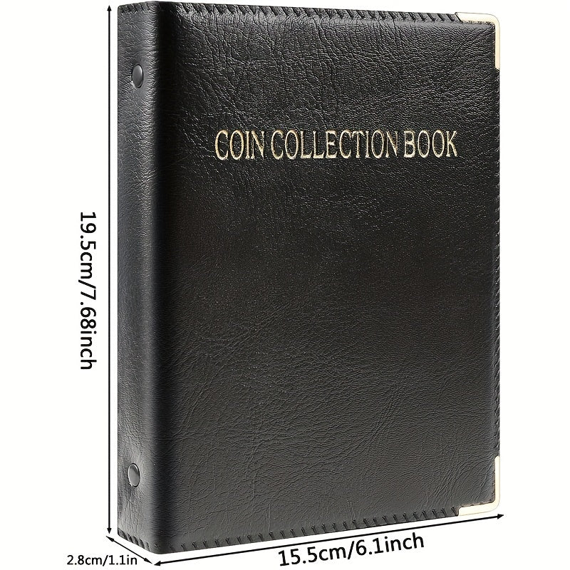 480 Grids Leather Binder Coin Collection Book Large Capacity Coin Storage