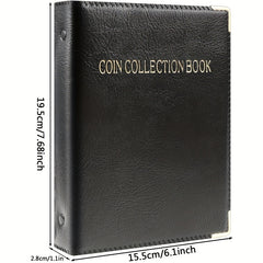 480 Grids Leather Binder Coin Collection Book Large Capacity Coin Storage