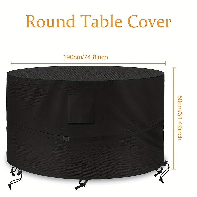 Round Garden Table Cover Waterproof Anti UV Outdoor Circular Table Cover