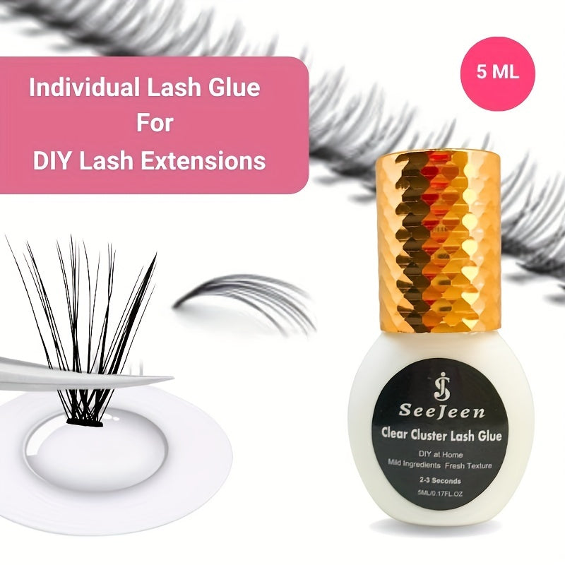 Clear Lash Glue for Cluster Eyelash Extensions Fast Drying Sensitive Waterproof