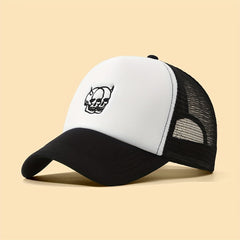 Mens Horned Skull Embroidered Baseball Cap