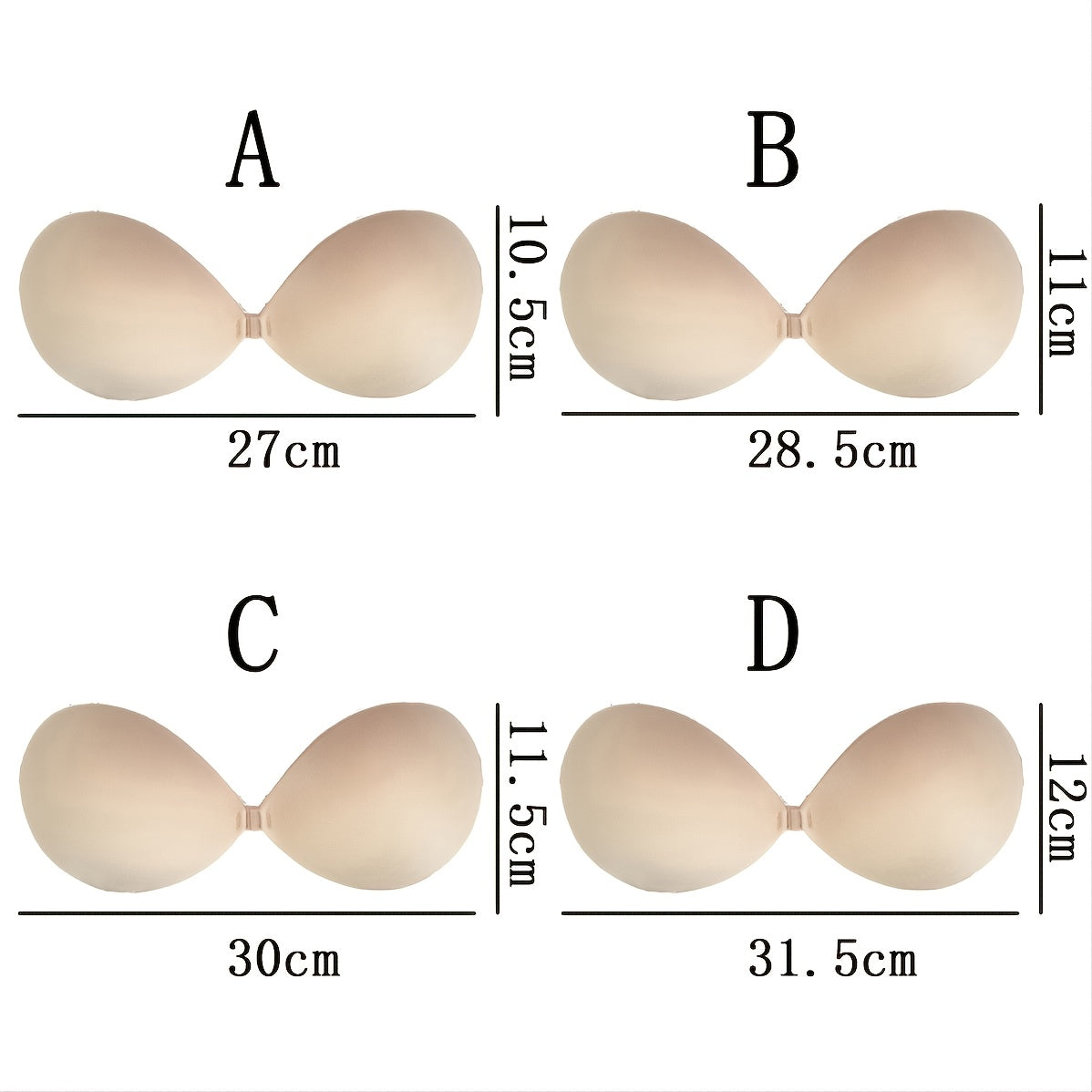 2 Pack Push Up Bra Self Adhesive Silicone Seamless Front Closure Strapless Bra