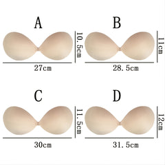 2 Pack Push Up Bra Self Adhesive Silicone Seamless Front Closure Strapless Bra