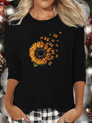 Butterfly Print Long Sleeve Lounge Top