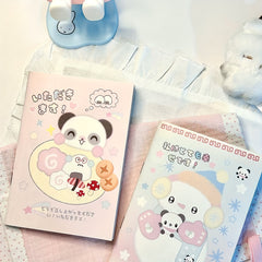 Panda & Balloon A6 Notebook Vintage Style Journal Square Grid Paper