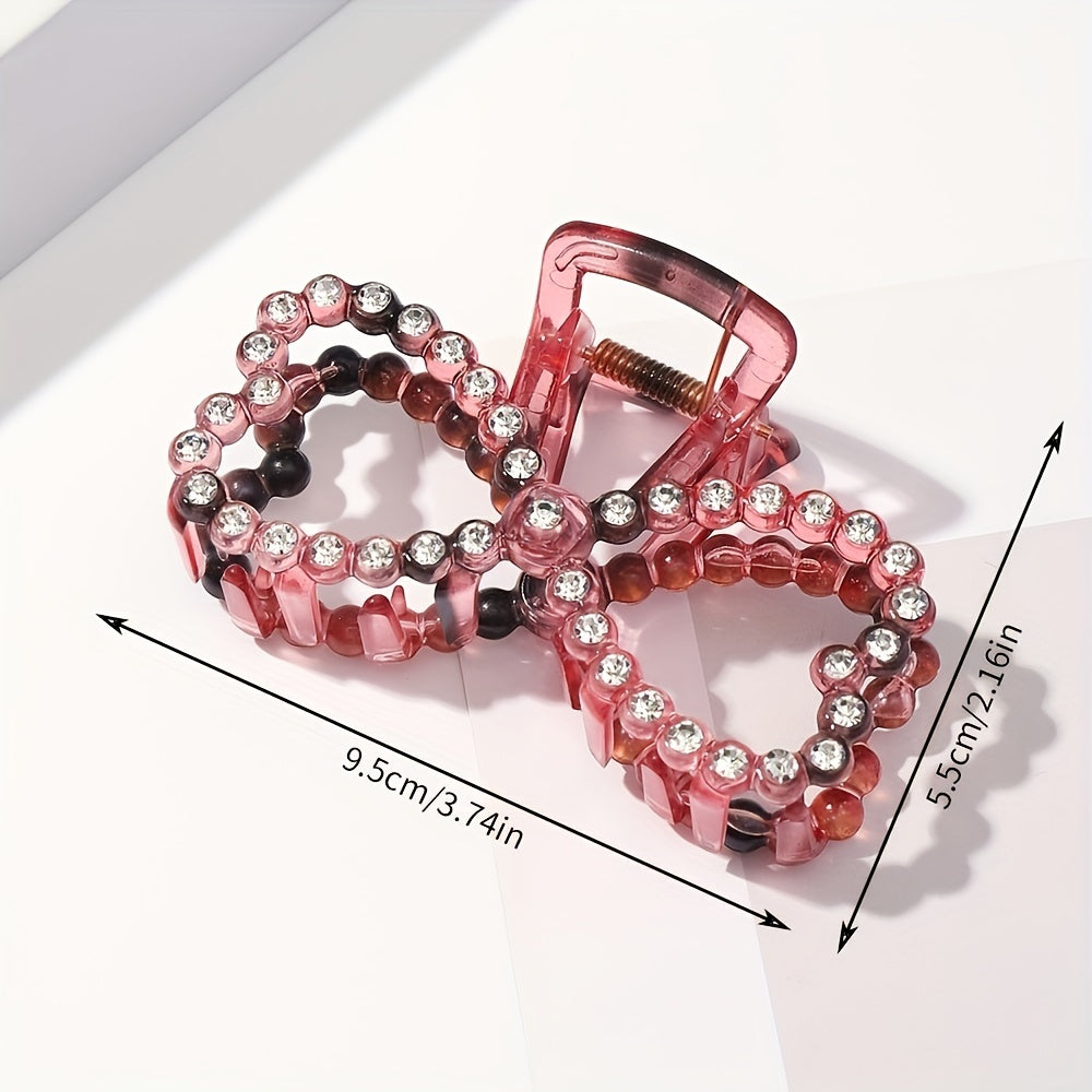 Vintage Rhinestone Hair Claw Transparent Shark Claw Hair Accessory